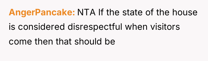 AngerPancake NTA If the state of the house is considered...