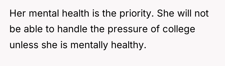 Her mental health is the priority. She will not be...