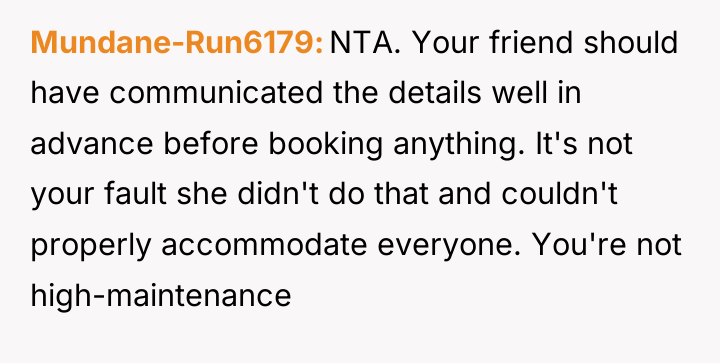 Mundane-Run6179 NTA. Your friend should have communicated the details well...