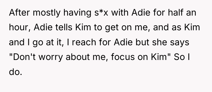 After mostly having s*x with Adie for half an hour,...