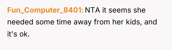 Fun_Computer_8401 NTA it seems she needed some time away from...