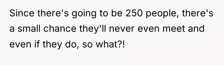 Since there's going to be 250 people, there's a small...