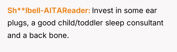 Sh**lbell-AITAReader Invest in some ear plugs, a good child/toddler sleep...
