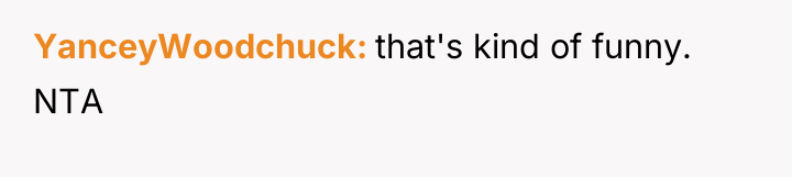 YanceyWoodchuck that's kind of funny. NTA