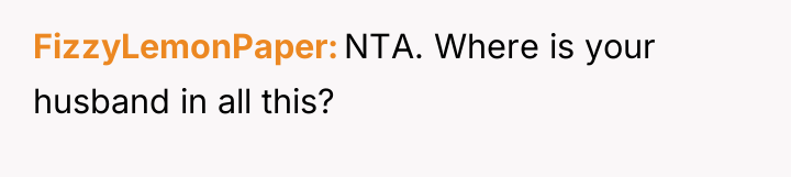 FizzyLemonPaper NTA. Where is your husband in all this?