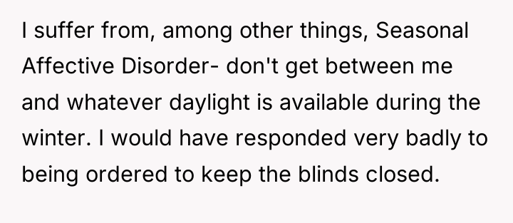 I suffer from, among other things, Seasonal Affective Disorder- don't...