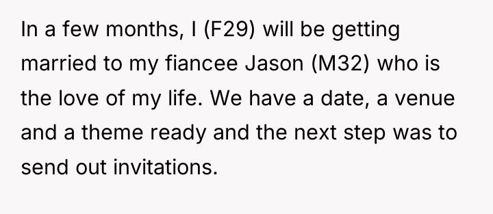 In a few months, I (F29) will be getting married...