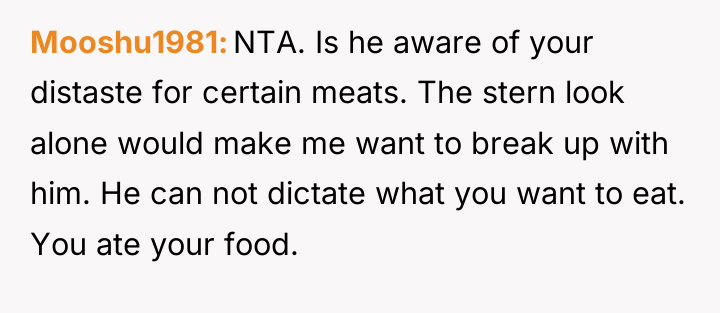 Mooshu1981 NTA. Is he aware of your distaste for certain...