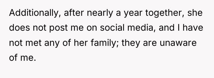 Additionally, after nearly a year together, she does not post...