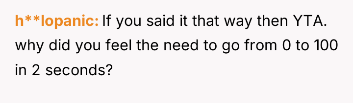 h**lopanic If you said it that way then YTA. why...