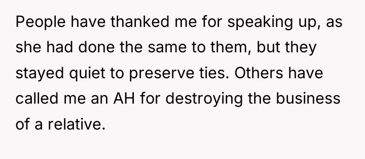 People have thanked me for speaking up, as she had...