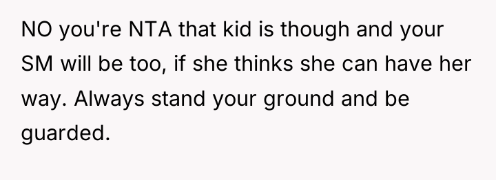 NO you're NTA that kid is though and your SM...