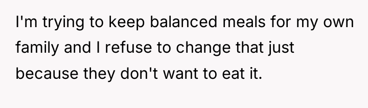 I'm trying to keep balanced meals for my own family...
