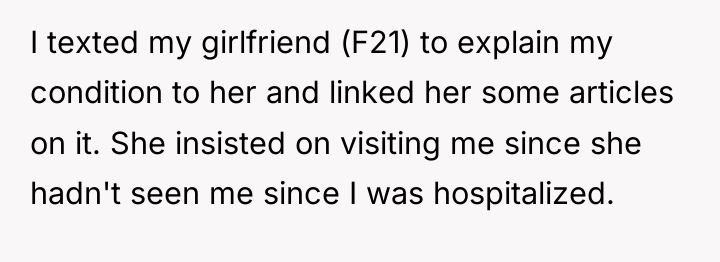 I texted my girlfriend (F21) to explain my condition to...