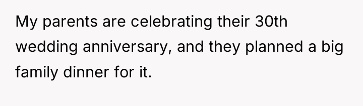 My parents are celebrating their 30th wedding anniversary, and they...