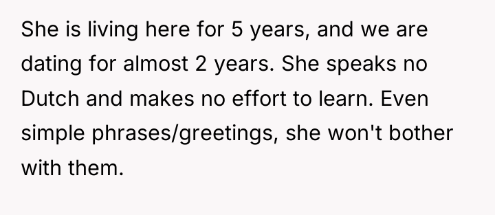 She is living here for 5 years, and we are...