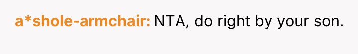 a*shole-armchair NTA, do right by your son.