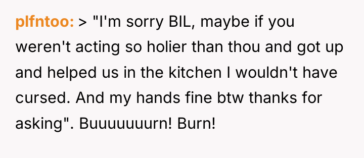 plfntoo > "I'm sorry BIL, maybe if you weren't acting...