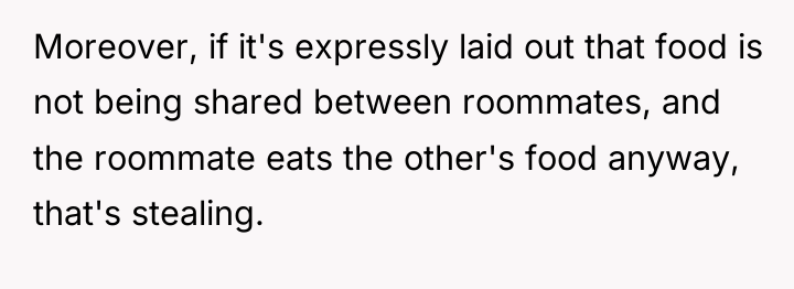 Moreover, if it's expressly laid out that food is not...