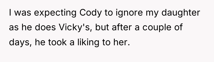 I was expecting Cody to ignore my daughter as he...