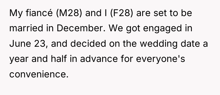 My fiancé (M28) and I (F28) are set to be...