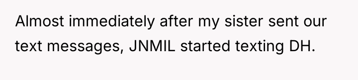 Almost immediately after my sister sent our text messages, JNMIL...