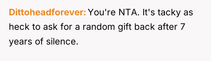 Dittoheadforever You're NTA. It's tacky as heck to ask for...