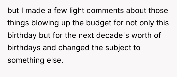 but I made a few light comments about those things...