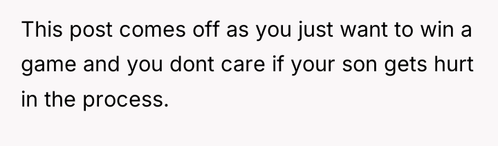 This post comes off as you just want to win...