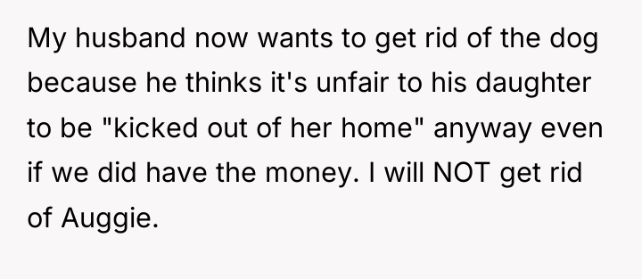 My husband now wants to get rid of the dog...