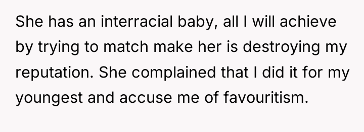 She has an interracial baby, all I will achieve by...