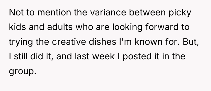 Not to mention the variance between picky kids and adults...