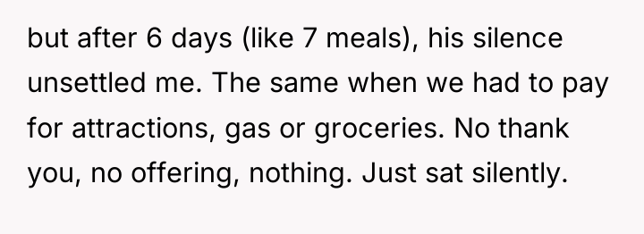but after 6 days (like 7 meals), his silence unsettled...