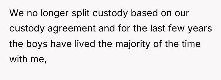 We no longer split custody based on our custody agreement...