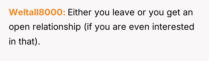 Weltall8000 Either you leave or you get an open relationship...