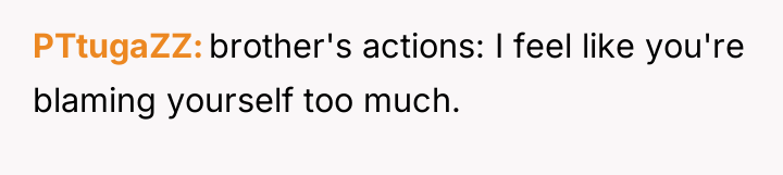 PTtugaZZ brother's actions: I feel like you're blaming yourself too...