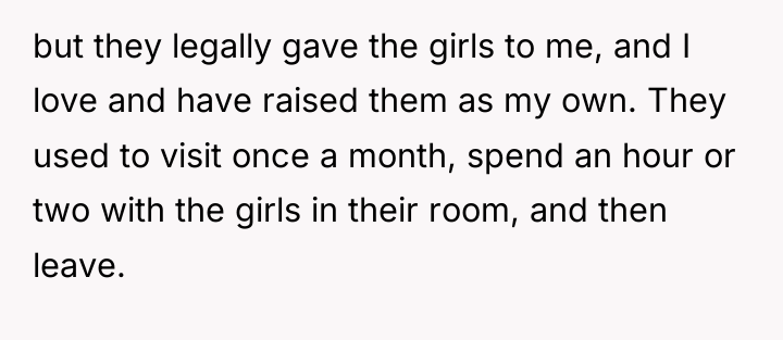 but they legally gave the girls to me, and I...
