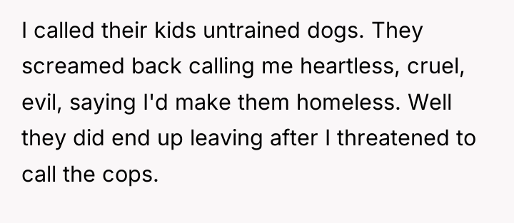 I called their kids untrained dogs. They screamed back calling...