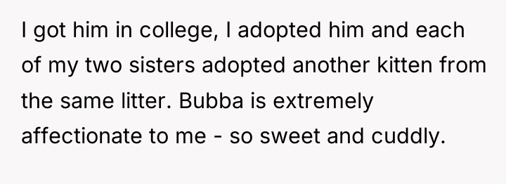 I got him in college, I adopted him and each...