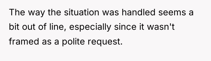 The way the situation was handled seems a bit out...