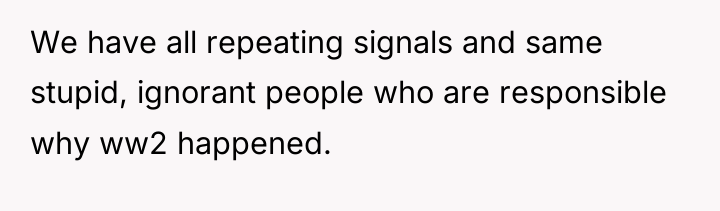 We have all repeating signals and same stupid, ignorant people...