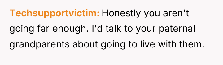 Techsupportvictim Honestly you aren't going far enough. I'd talk to...