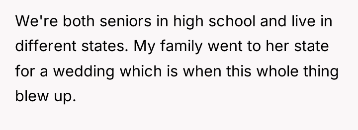 We're both seniors in high school and live in different...