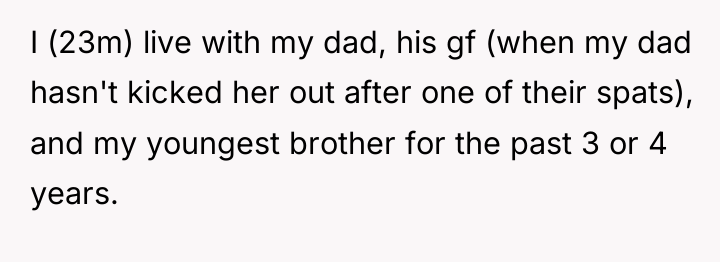 I (23m) live with my dad, his gf (when my...