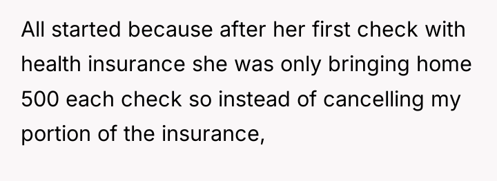 All started because after her first check with health insurance...