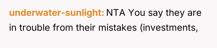 underwater-sunlight NTA You say they are in trouble from their...