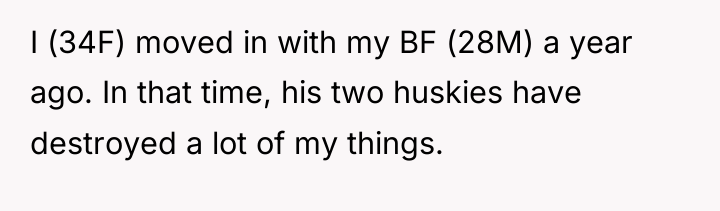 I (34F) moved in with my BF (28M) a year...