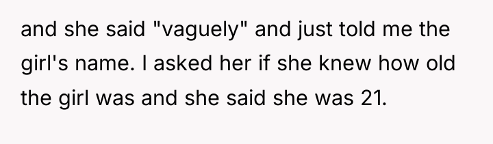 and she said "vaguely" and just told me the girl's...