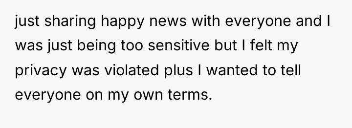 just sharing happy news with everyone and I was just...