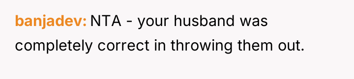 banjadev NTA - your husband was completely correct in throwing...